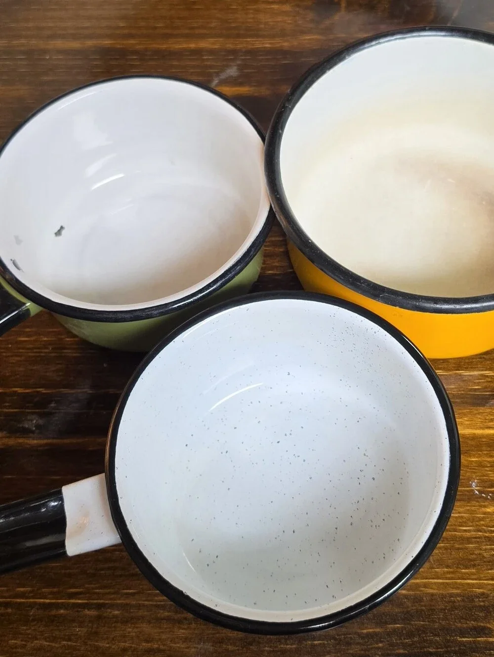 Enamel Saucepan - Green, White & Orange/Yellow Bundle